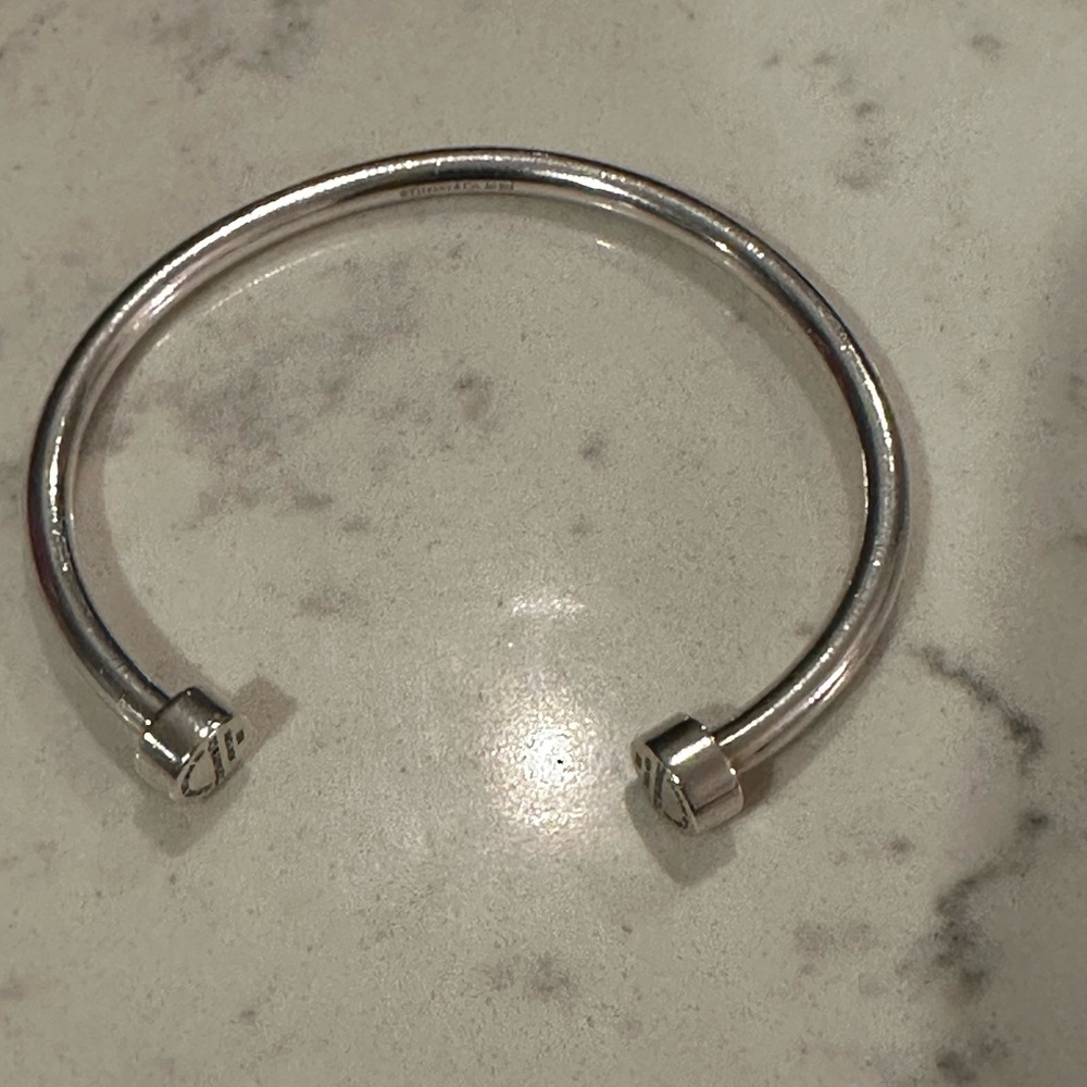 Tiffany & Co. Circle Edge Sterling Silver Open Cuff Bangle Bracelet